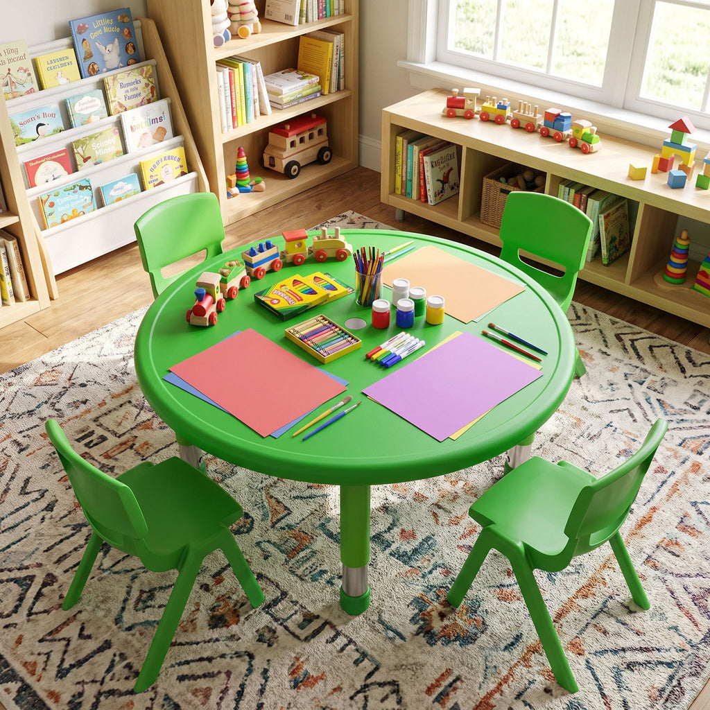 Cozy4Kids Adjustable Round Plastic Activity Table, Screaming Green
