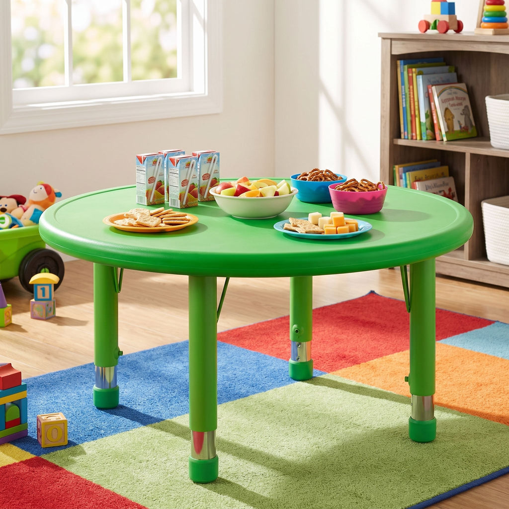 Cozy4Kids Adjustable Round Plastic Activity Table, Screaming Green