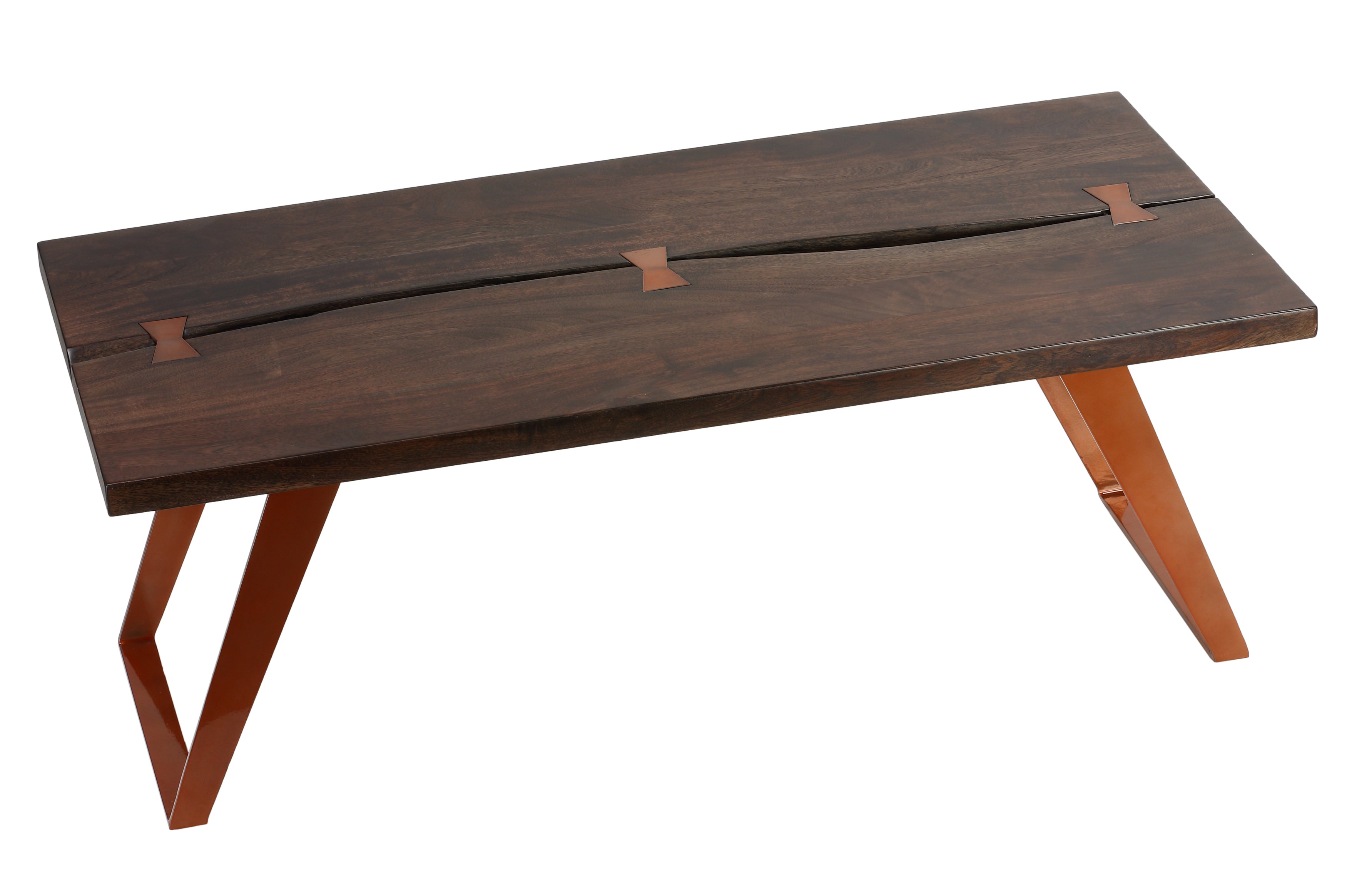 Cortesi Home Admiral Wood Coffee Table with Steel Frame