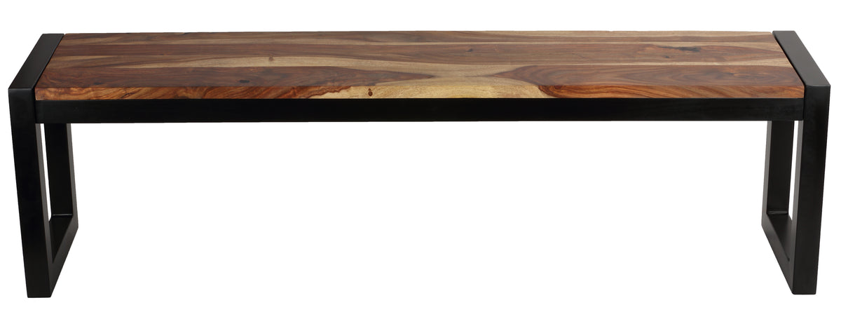 Cortesi Home Delia Wood Dining Bench with Metal Base