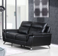 Cortesi Home Chicago Genuine Leather Loveseat, Black 66"