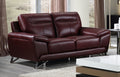 Cortesi Home Phoenix Genuine Leather Loveseat, Deep Merlot 64"