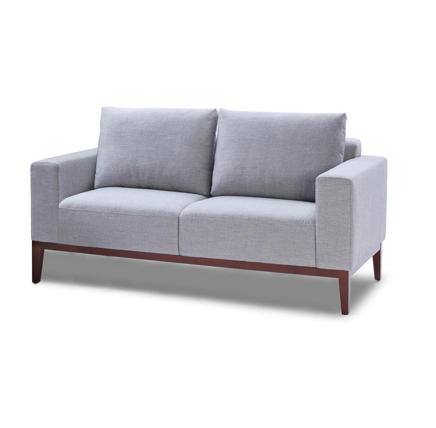 Cortesi Home Roma Loveseat in Soft Grey Fabric with Wood Legs, 64