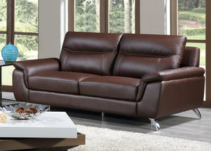 Cortesi Home Chicago Genuine Leather Sofa, Brown 79"