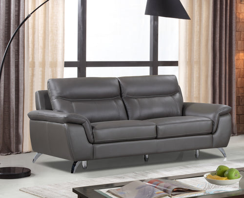 Cortesi Home Chicago Genuine Leather Sofa, Dark Grey 79