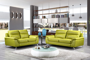 Cortesi Home Chicago Genuine Leather Sofa & Loveseat Set, Green