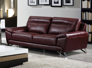 Cortesi Home Phoenix Genuine Leather Sofa, Deep Merlot 80"