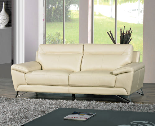 Cortesi Home Phoenix Genuine Leather Sofa, Cream 80