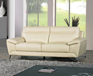 Cortesi Home Phoenix Genuine Leather Sofa, Cream 80"
