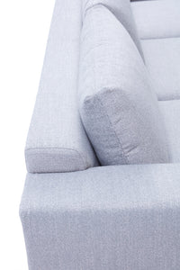 Cortesi Home Roma Sofa in Soft Grey Fabric with Wood Legs, 80"