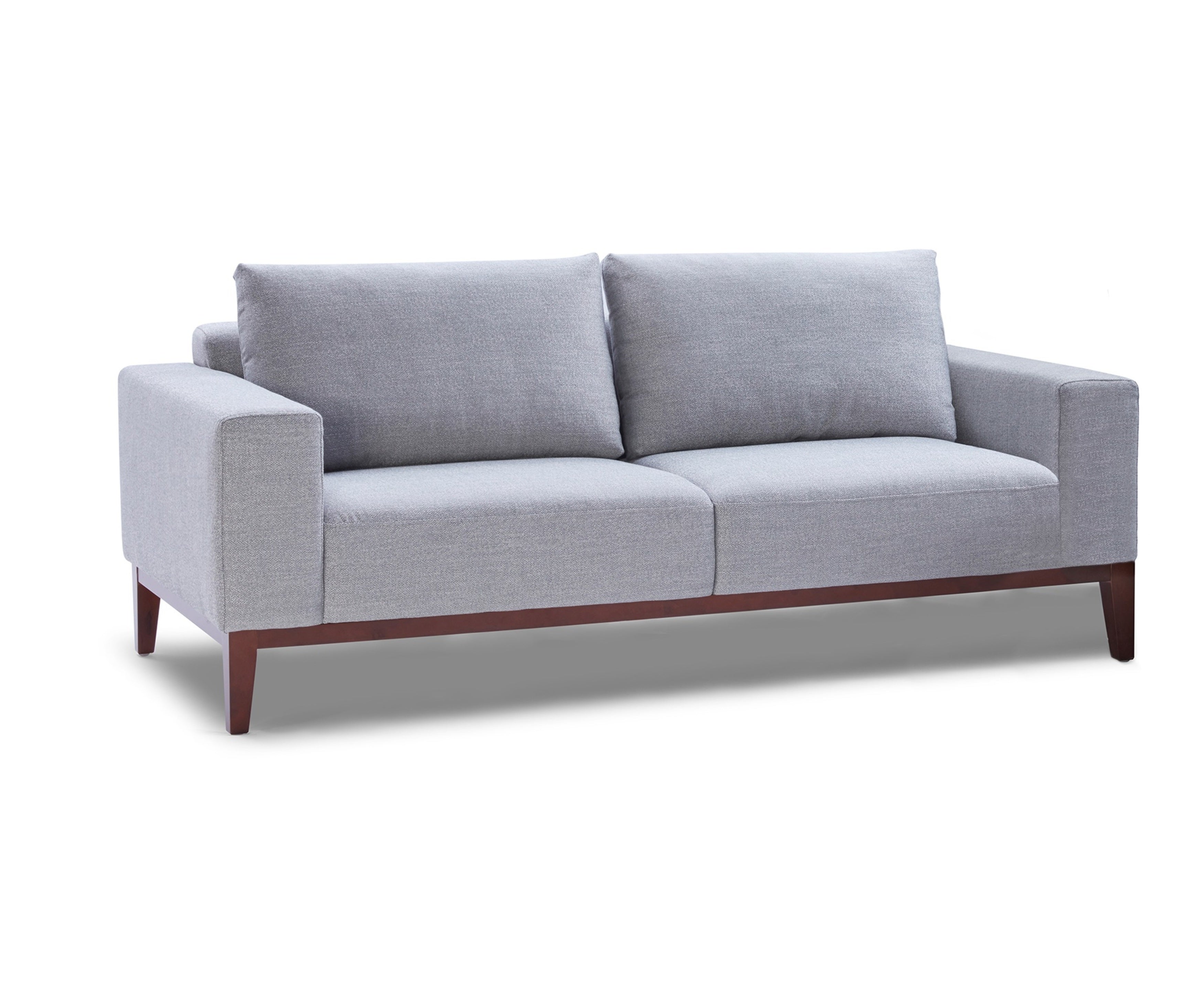 Cortesi Home Roma Sofa in Soft Grey Fabric with Wood Legs, 80"
