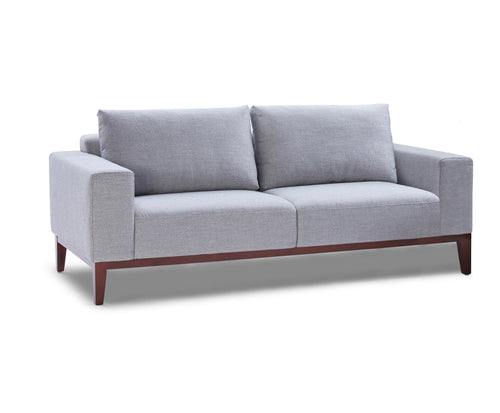 Cortesi Home Roma Sofa in Soft Grey Fabric with Wood Legs, 80