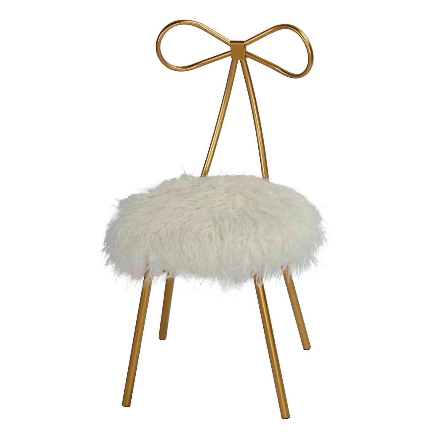 Cortesi Home Tilly Accent Chair with Bow Detail, White Faux Fur