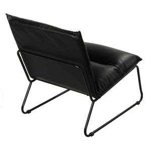 Cortesi Home Havana Accent Chair in Distressed Black faux Leather and Metal Legs