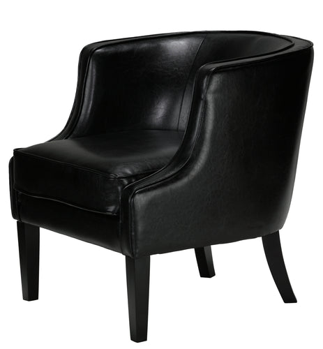 Cortesi Home Caine Barrel Accent Club Chair in Leather like Vinyl, Black