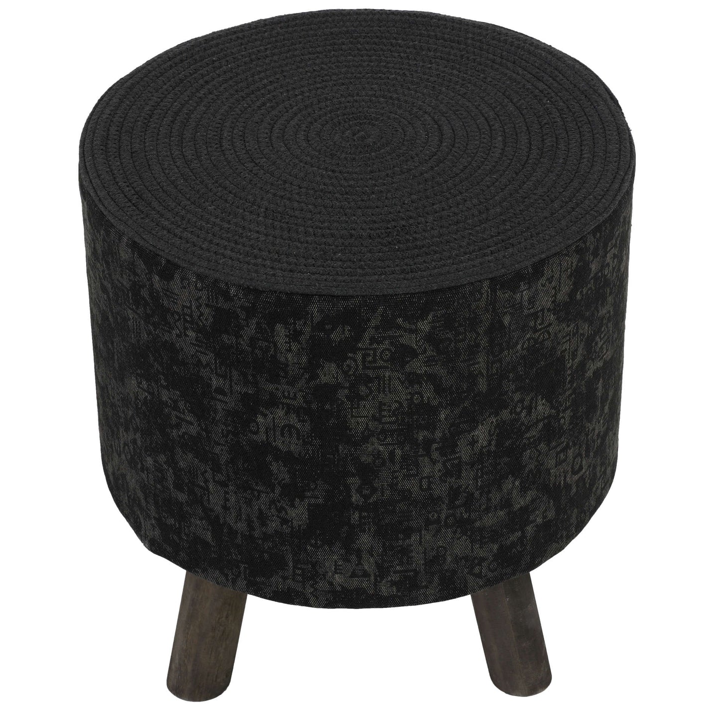 Cortesi Home Oakdale Ottoman Stool with Removable Cotton Cover, Dark Grey