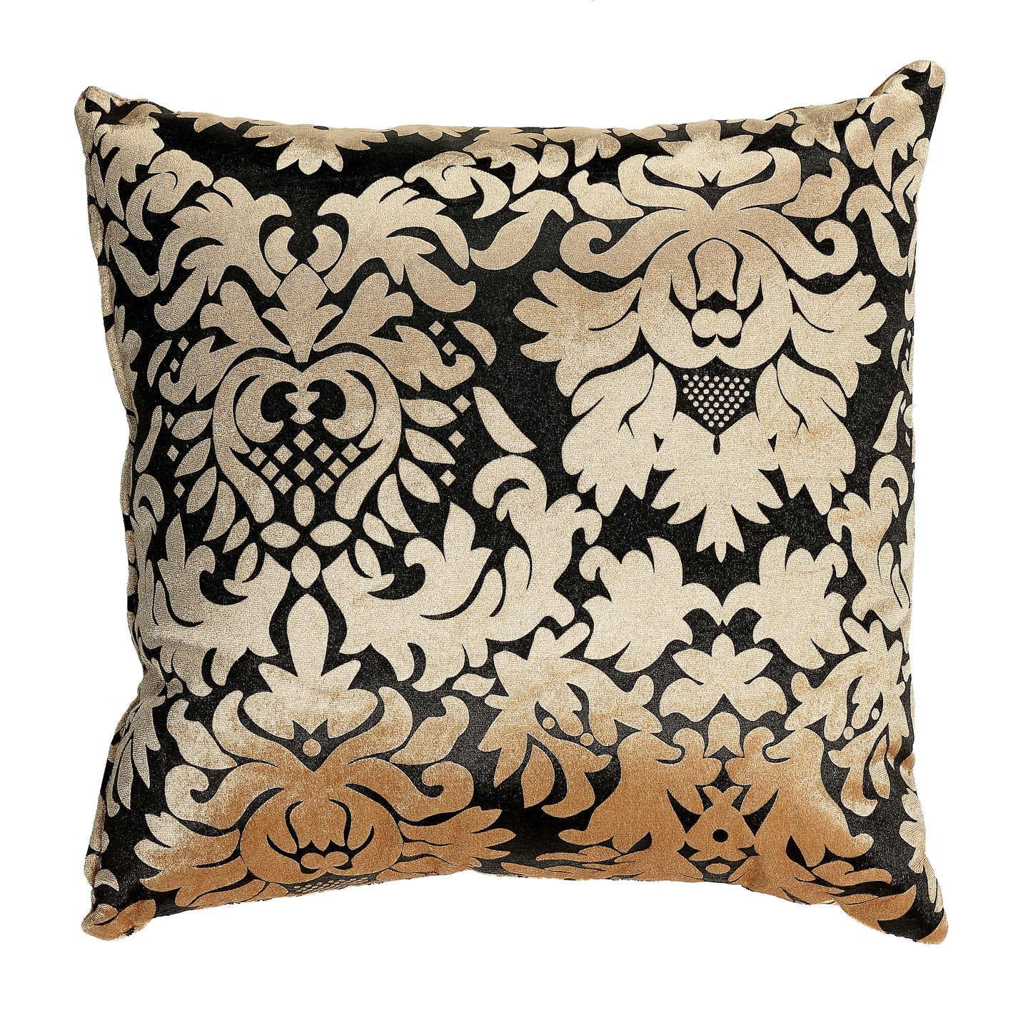 Cortesi Home Dama Decorative Damask Square Accent Pillow, Gold