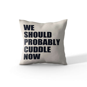 Cortesi Home 'We Should Probably Cuddle Now' by Nicklas Gustafsson, Decorative Soft Velvet Square 18"x18" Accent Throw Pillow with Insert