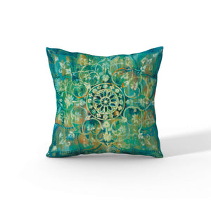 Cortesi Home 'Mandala in Blue' by Danhui Nai, Decorative Soft Velvet Square 18"x18" Accent Throw Pillow with Insert