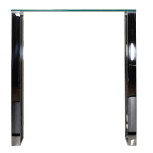 Cortesi Home Forli Small Entry Way Console Table Contemporary Glass and Stainless Steel Finish, 28" Wide