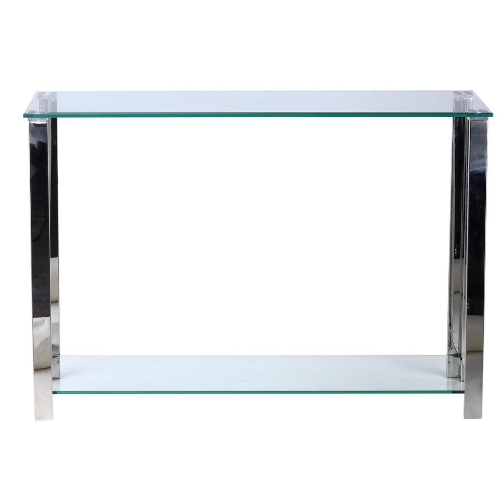 Cortesi Home Melissa Double Shelf Glass Console Table, 43"