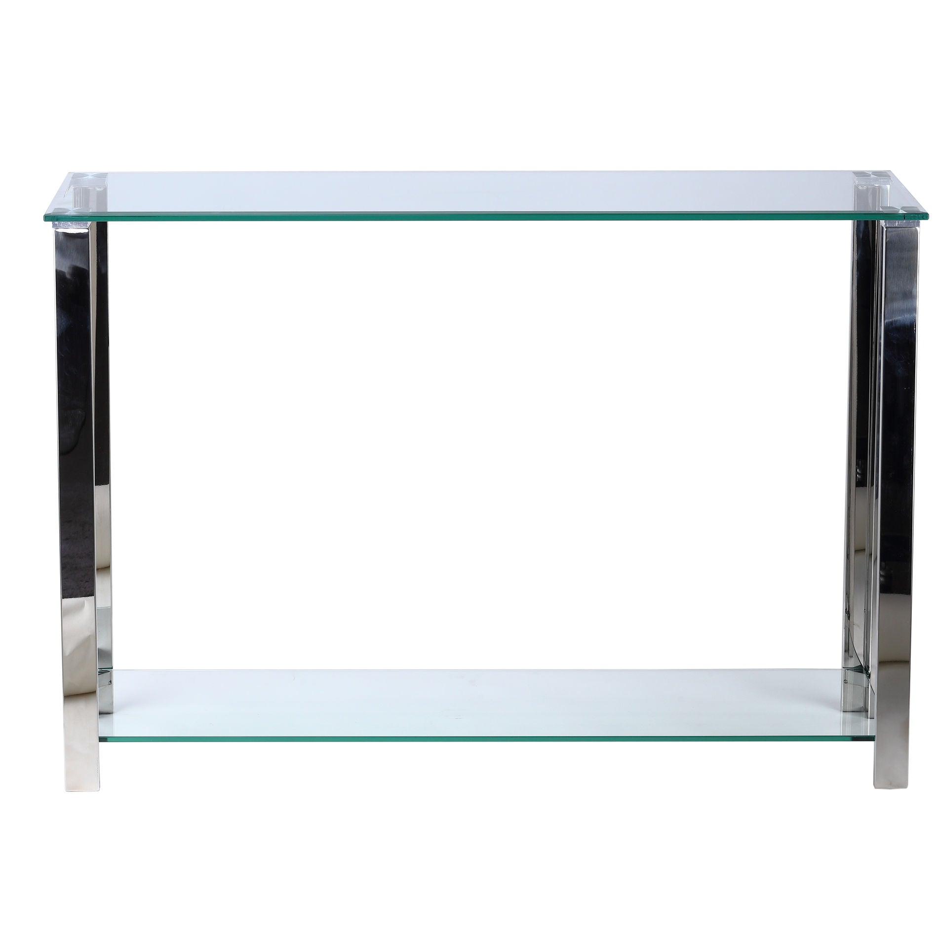 Cortesi Home Melissa Double Shelf Glass Console Table, 43"