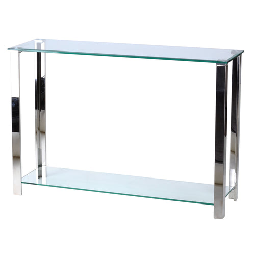 Cortesi Home Melissa Double Shelf Glass Console Table, 43