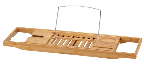 Cortesi Home Evelyn Natural Bamboo Bathtub Caddy With Extending Sides, 27.5