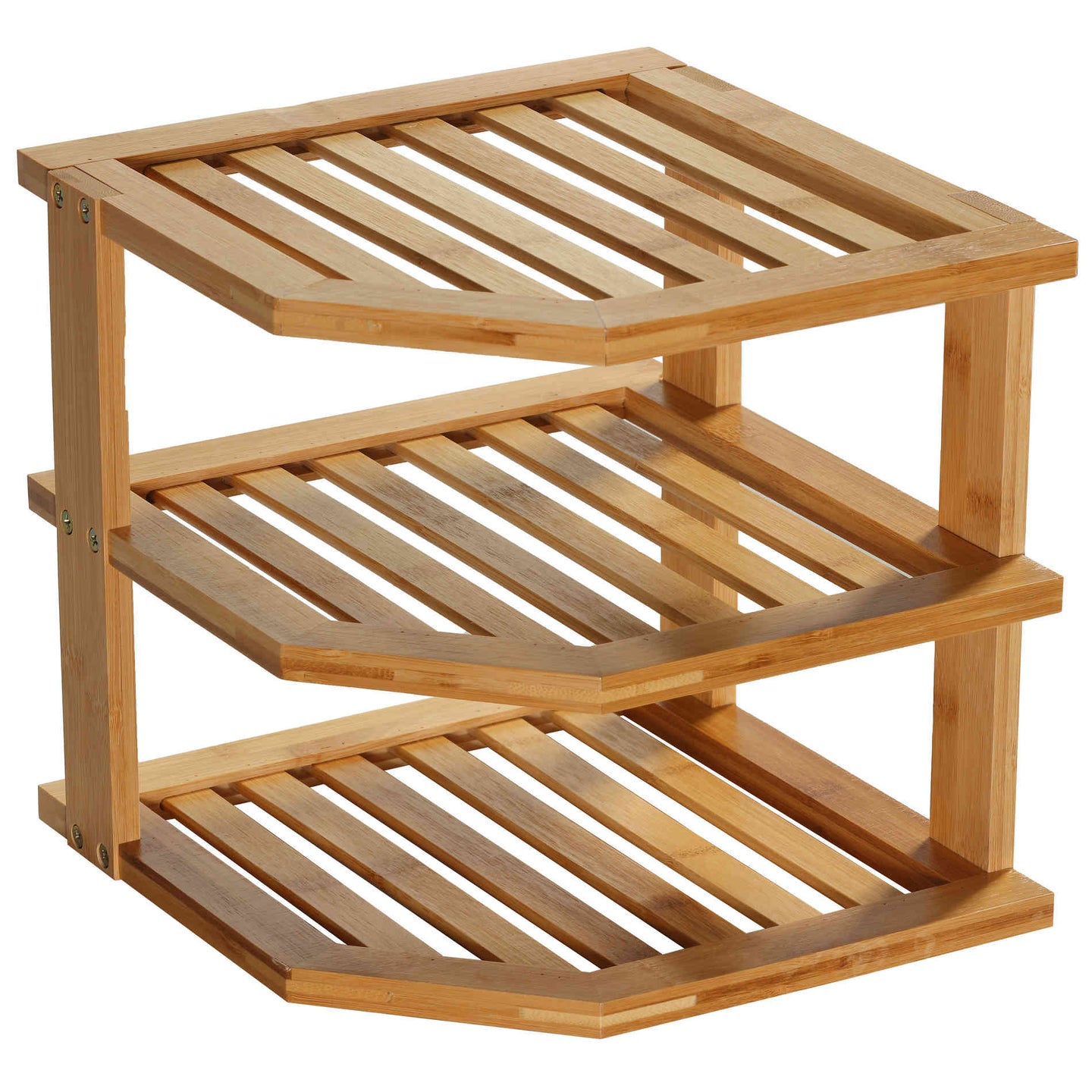 Cortesi Home Sumo Natural Bamboo 3 Tier Countertop Corner Shelf, 10