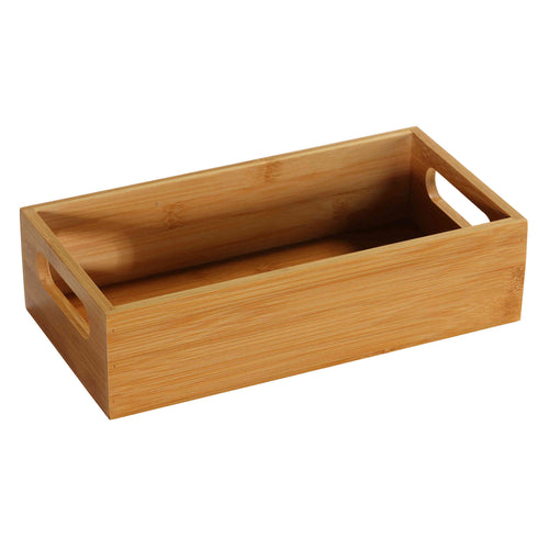 Cortesi Home Juri Natural Bamboo Box with Handles for Snacks and Spices, 12x6