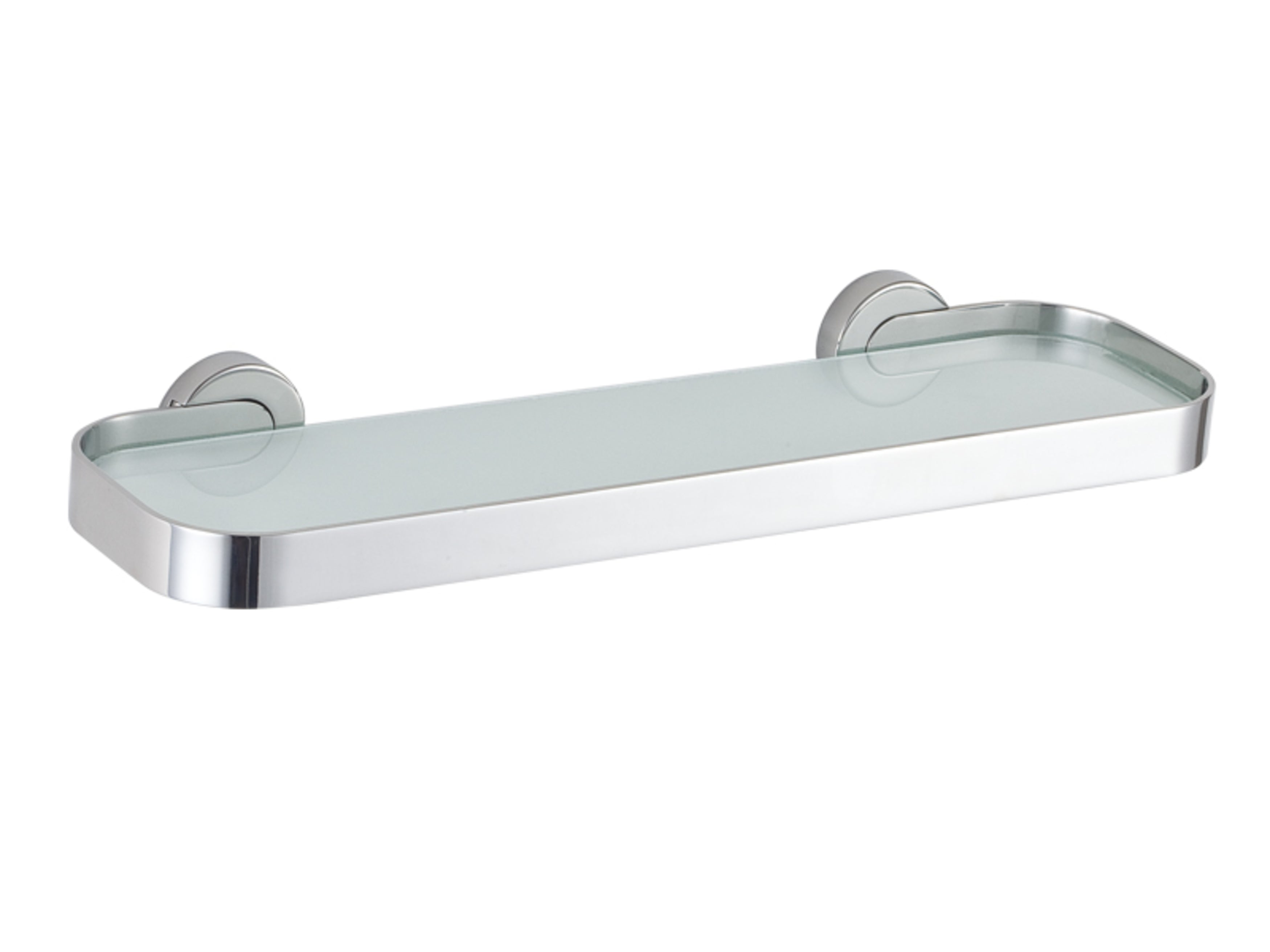 Milo Contemporary Stainless Steel Glass Vanity Shelf, Chrome by