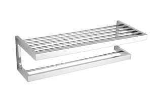 Rikke Contemporary Stainless Steel Towel Bar with Shelf, Chrome