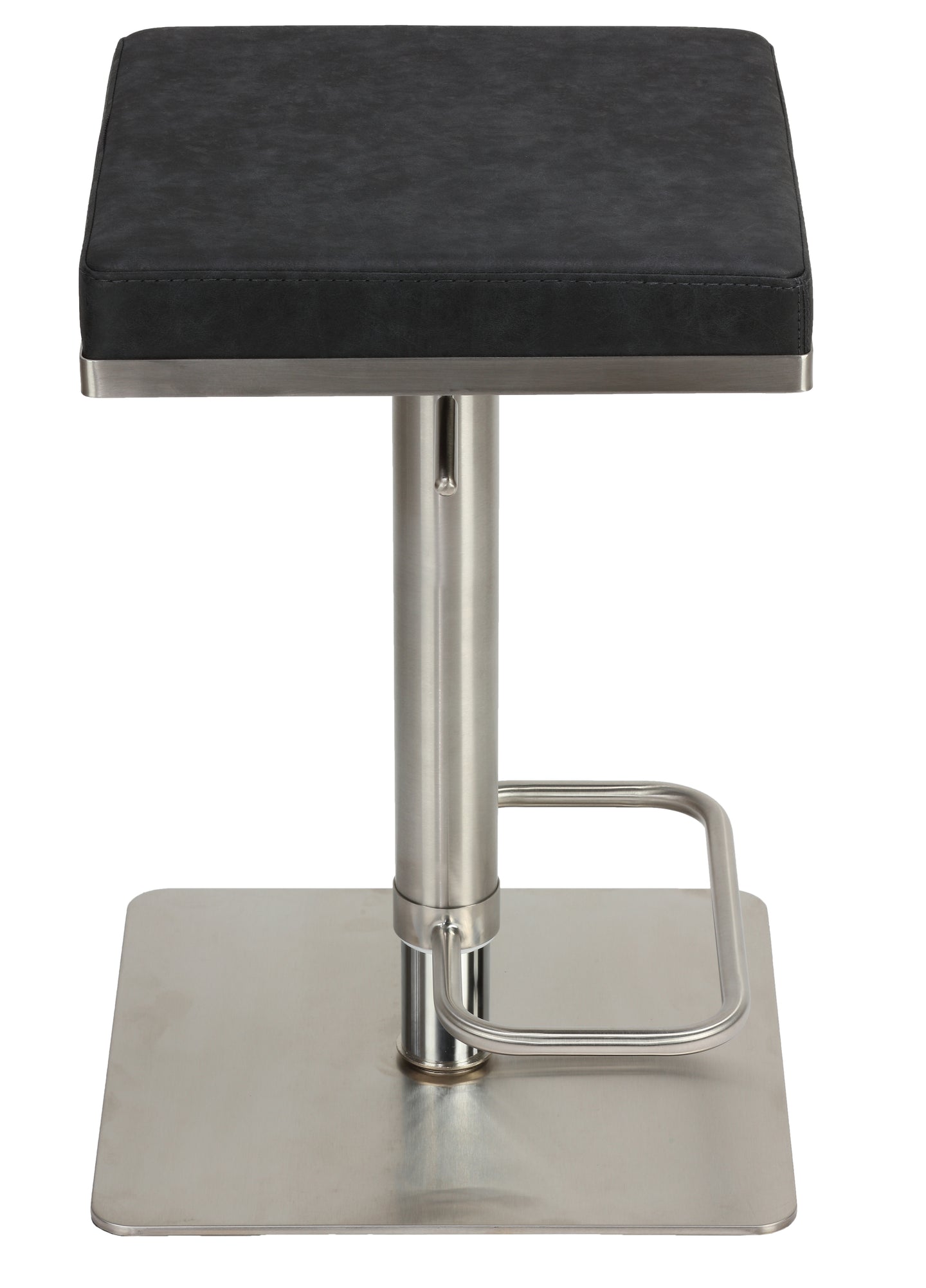 Cortesi Home Atlas Adjustable Barstool in Brushed Stainless Steel with Heavy Solid Base, Retro Black