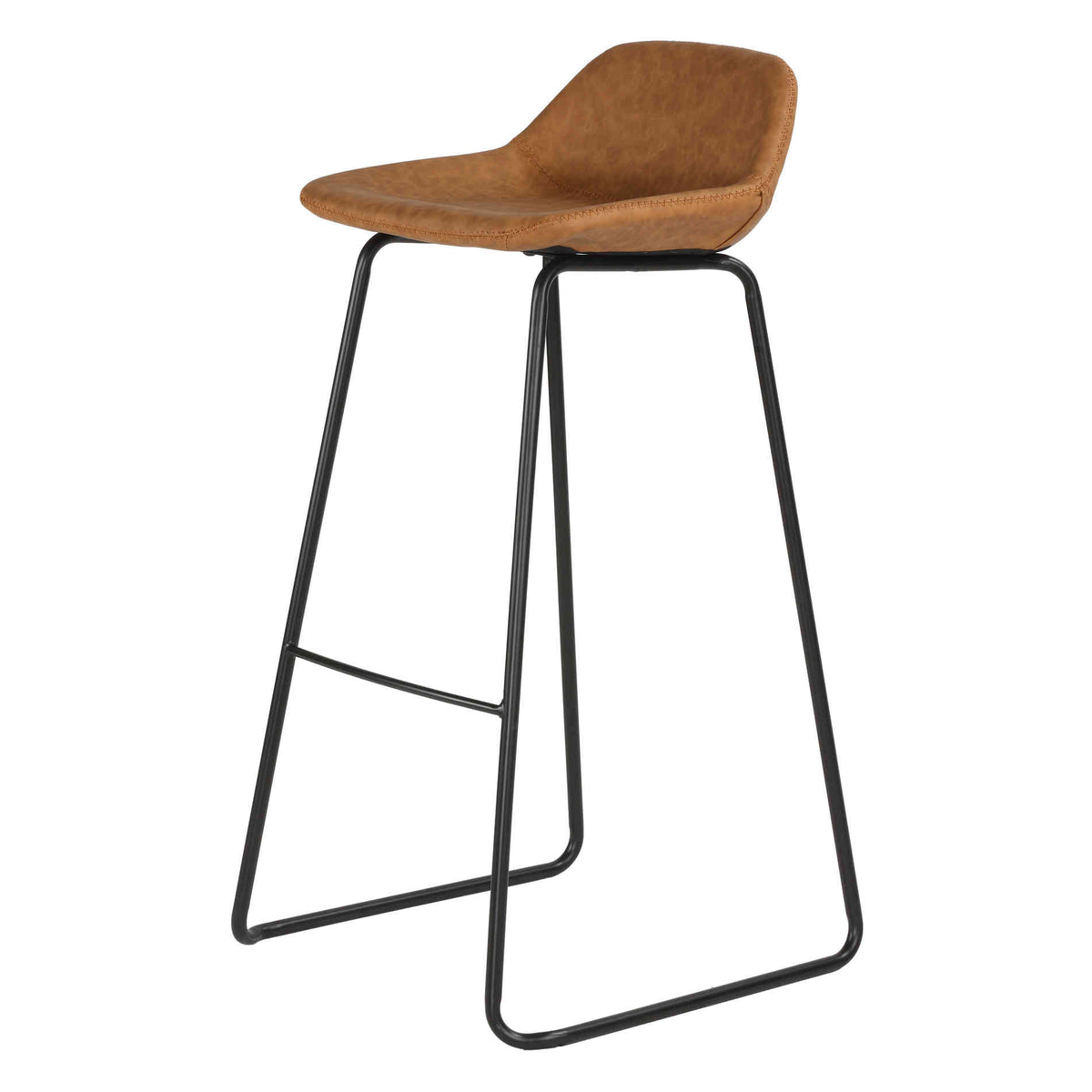 Cortesi Home Elise 30" Barstool in Saddle Brown Faux Leather (Set of 2)
