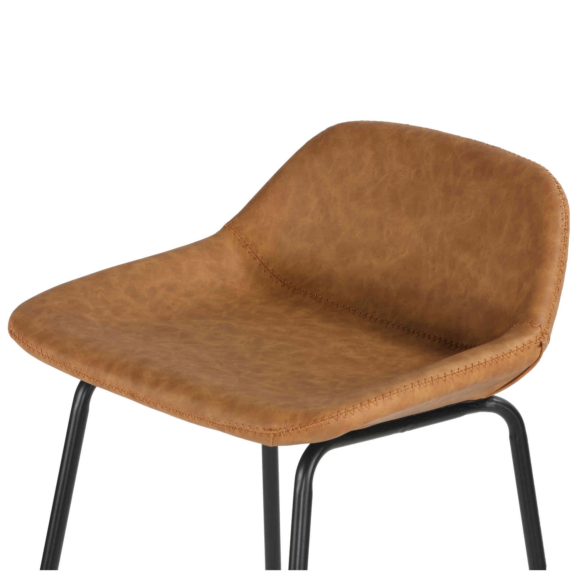 Cortesi Home Elise 30" Barstool in Saddle Brown Faux Leather (Set of 2)