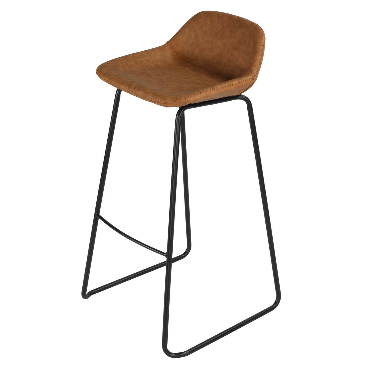 Cortesi Home Elise 30" Barstool in Saddle Brown Faux Leather (Set of 2)