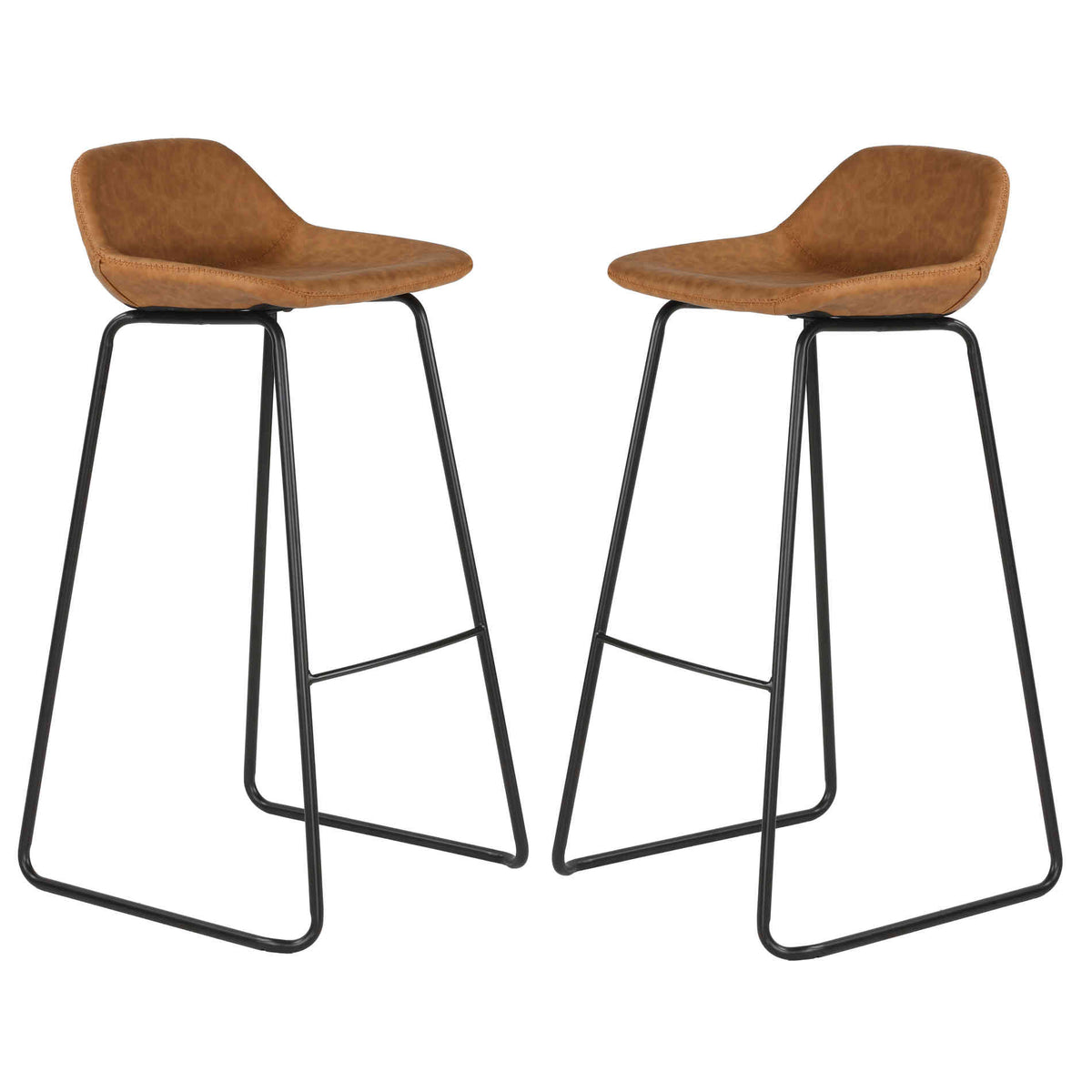 Cortesi Home Elise 30" Barstool in Saddle Brown Faux Leather (Set of 2)
