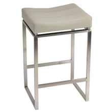 Cortesi Home Isis Counter-Height Stool in Brushed Stainless Steel, Light Grey
