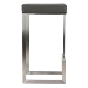 Cortesi Home Ares Set of 2 Counter Height Stools in Brushed Stainless Steel, Grey
