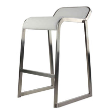 Cortesi Home Armand Counter Height Stools in Brushed Stainless Steel, Set of 2, White