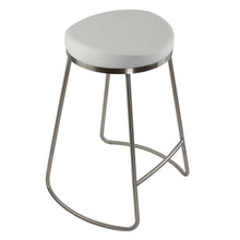 Cortesi Home Bianco Backless Counter Height Stools in Brushed Stainless Steel, Set of 2, White