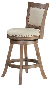 Cortesi Home Marko Counter Stool Beige Fabric Swivel Seat with Back, 24" Seat