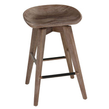 Cortesi Home Tiwi Backless Swivel Counterstool in Solid Wood, 24" Gray Whitewash