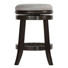 Cortesi Home Clyffe Backless Swivel Counter Stool in Solid Wood, 24" Gray Fabric