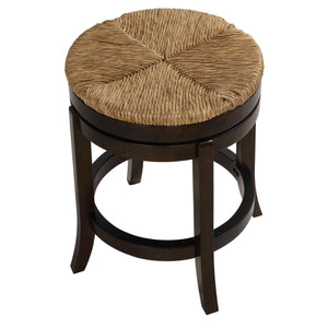 Cortesi Home Hennepin Solid Wood Backless Swivel Counter Stool, 24" Straw Seat