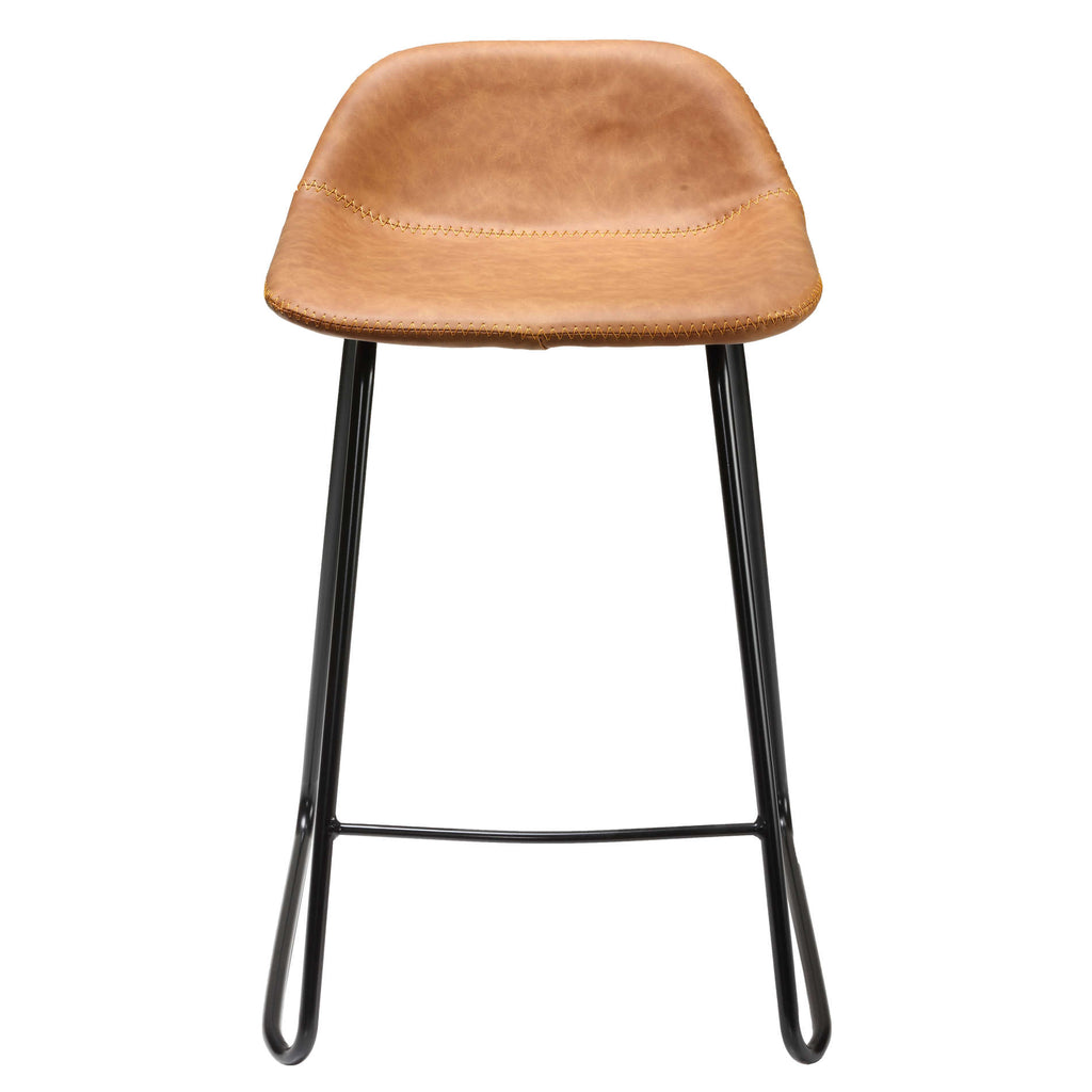 Cortesi Home Ava Counterstools in Saddle Brown faux Leather (Set of 2)