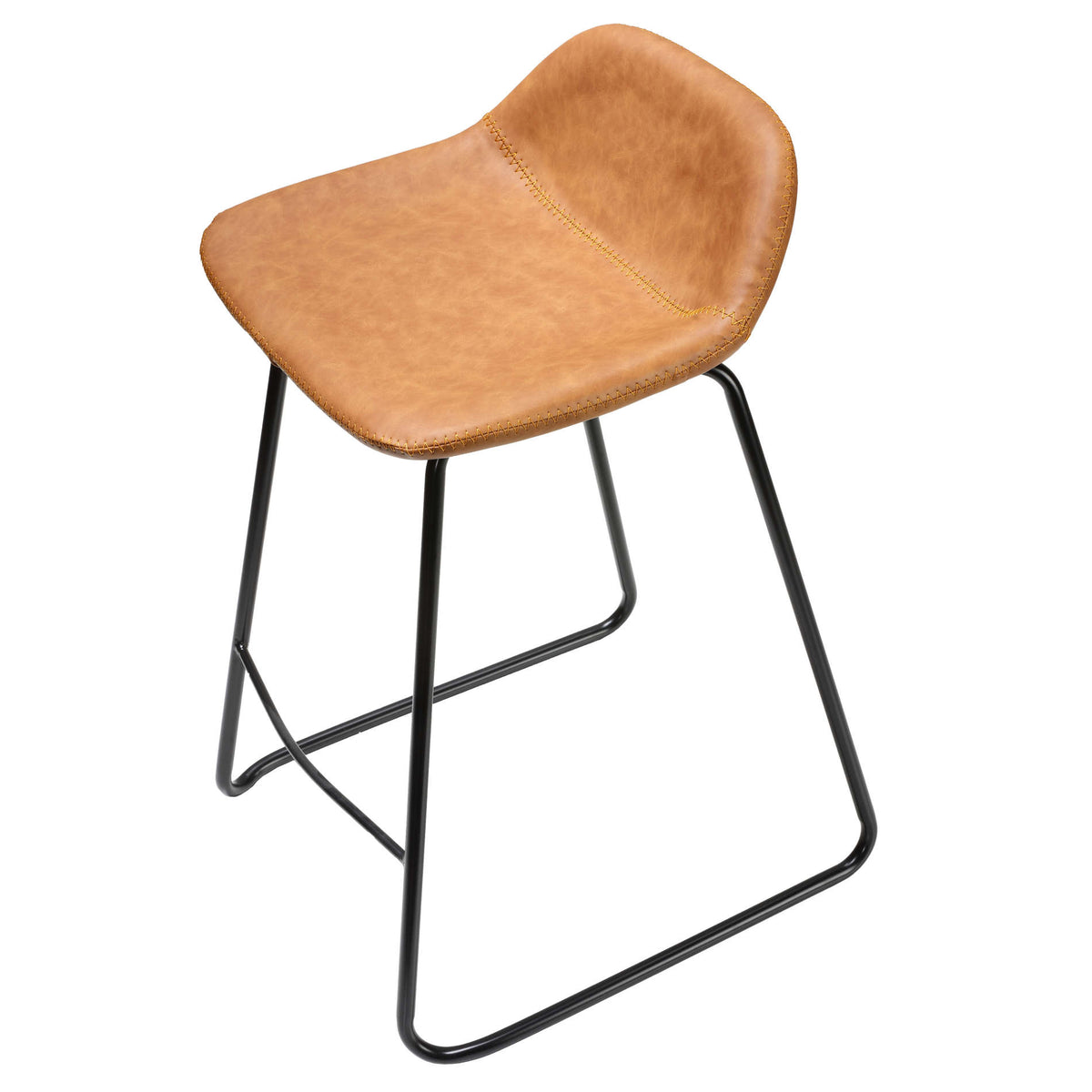 Cortesi Home Ava Counterstools in Saddle Brown faux Leather (Set of 2)