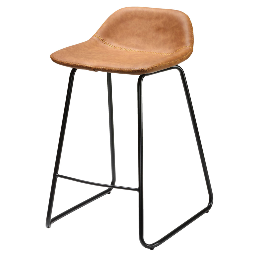 Cortesi Home Ava Counterstools in Saddle Brown faux Leather (Set of 2)