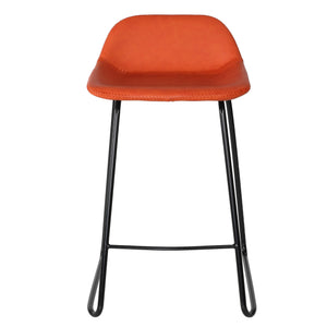 Cortesi Home Ava Counterstools in Terracotta Faux Leather (Set of 2)