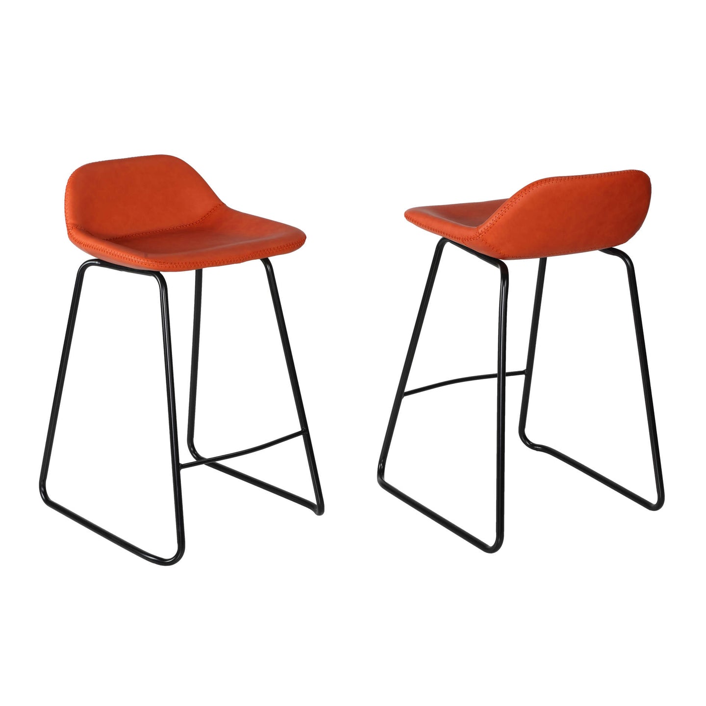 Cortesi Home Ava Counterstools in Terracotta Faux Leather (Set of 2)